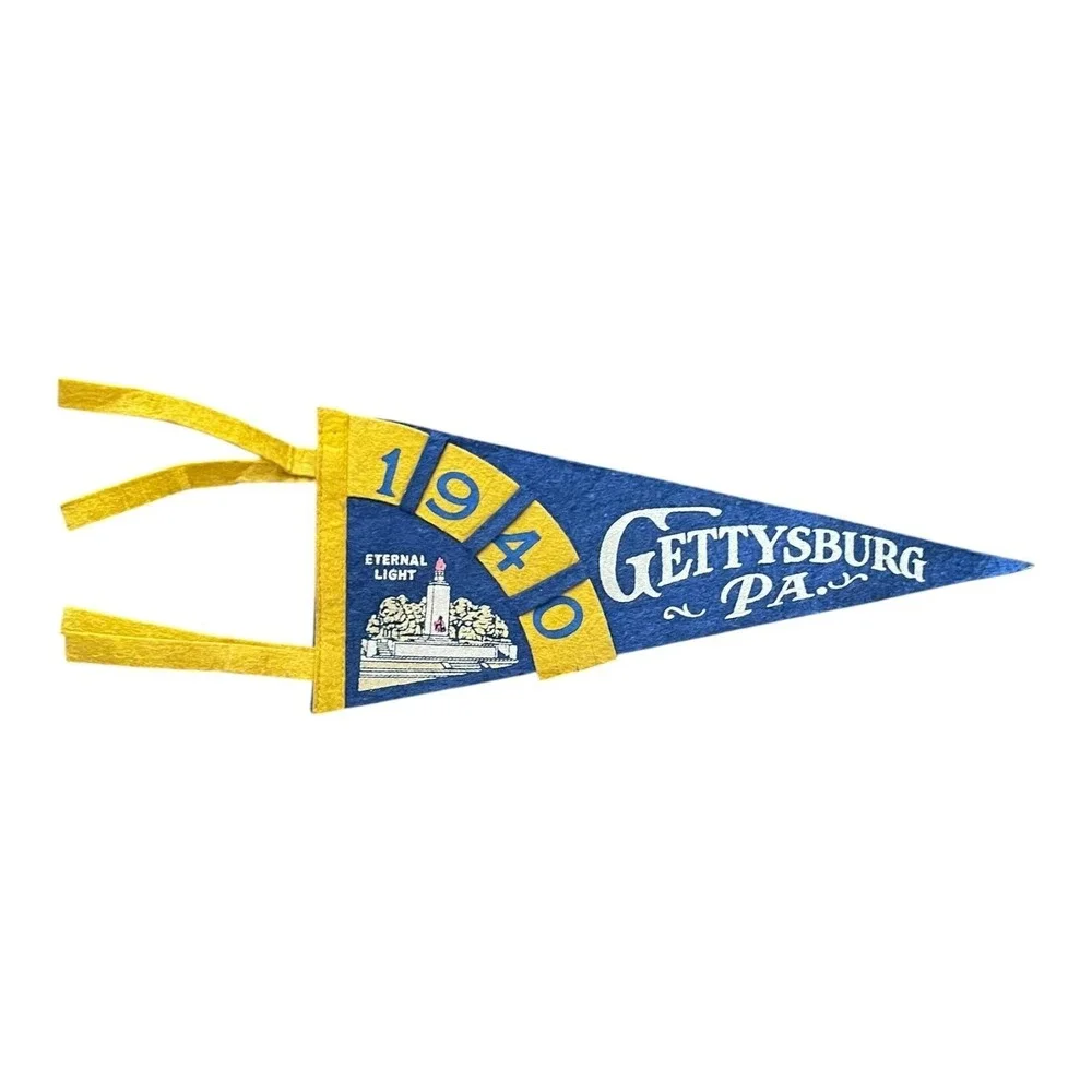 Vintage 1940 Gettysburg Pennsylvania PA Eternal Light Felt Pennant Souvenir Flag